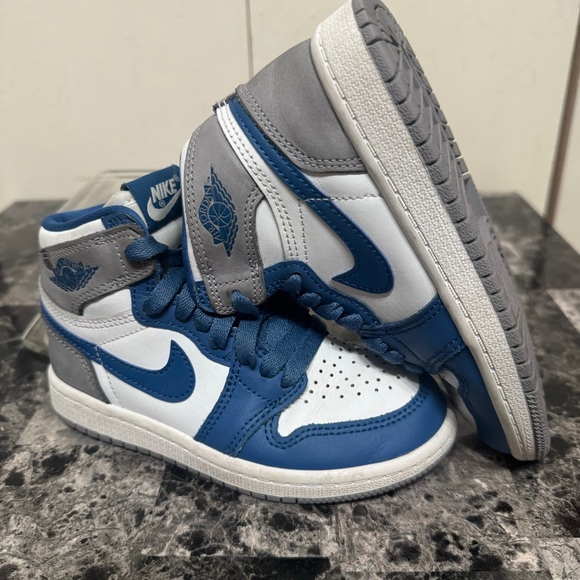 Nike Jordan 1 Retro High OG True Blue Shoes Boys 11 C FD1437-410 Sneakers Kids - Picture 4 of 15